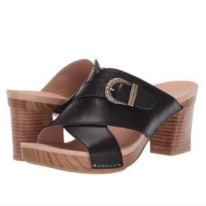 Dansko Amy Slide Black Leather Slide Sandals size 10.5